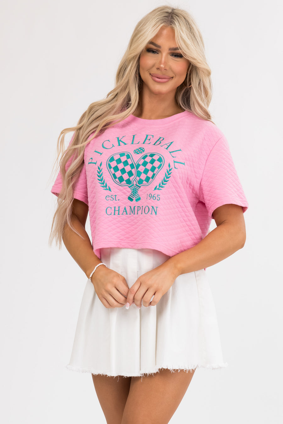 Carnation Quilted 'Pickleball' Graphic Top